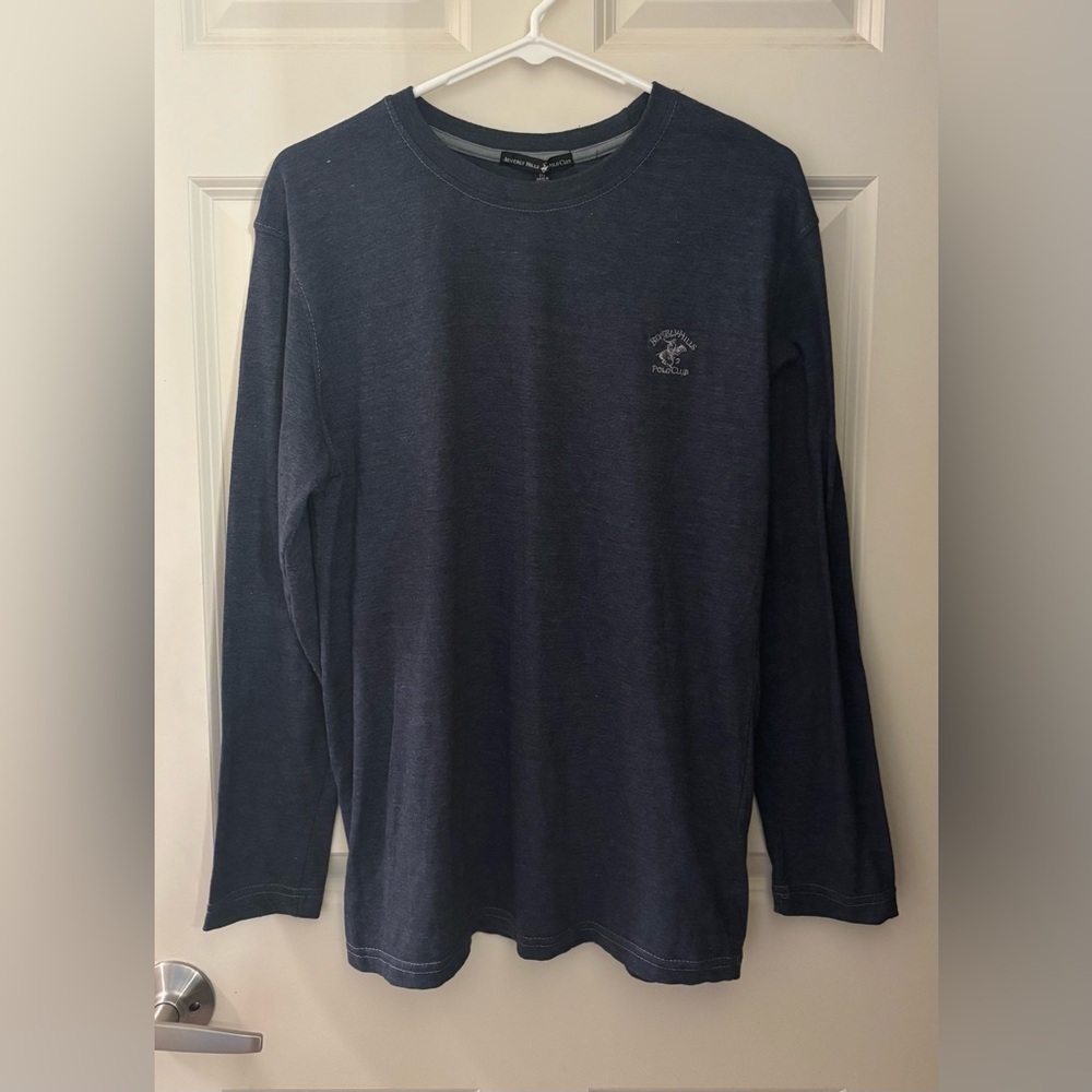 Beverly Hills Polo Club Cotton Poly Blend Long Sleeve, Navy, Size M